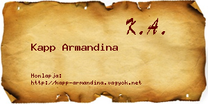Kapp Armandina névjegykártya